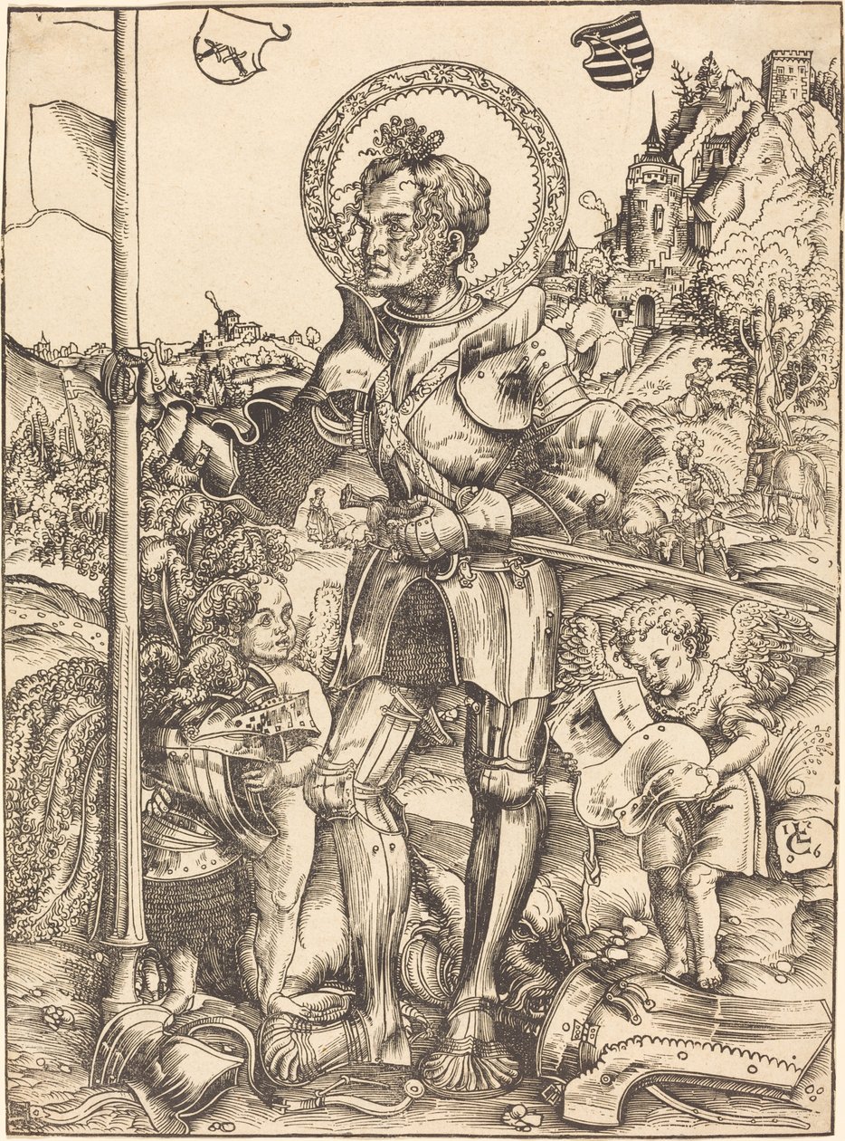 São Jorge em pé, com dois anjos de Lucas Cranach the Elder