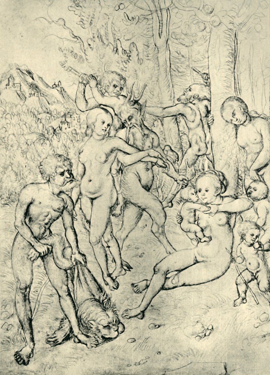 Sátiros e ninfas, 1520-1530, 1943. de Lucas Cranach the Elder