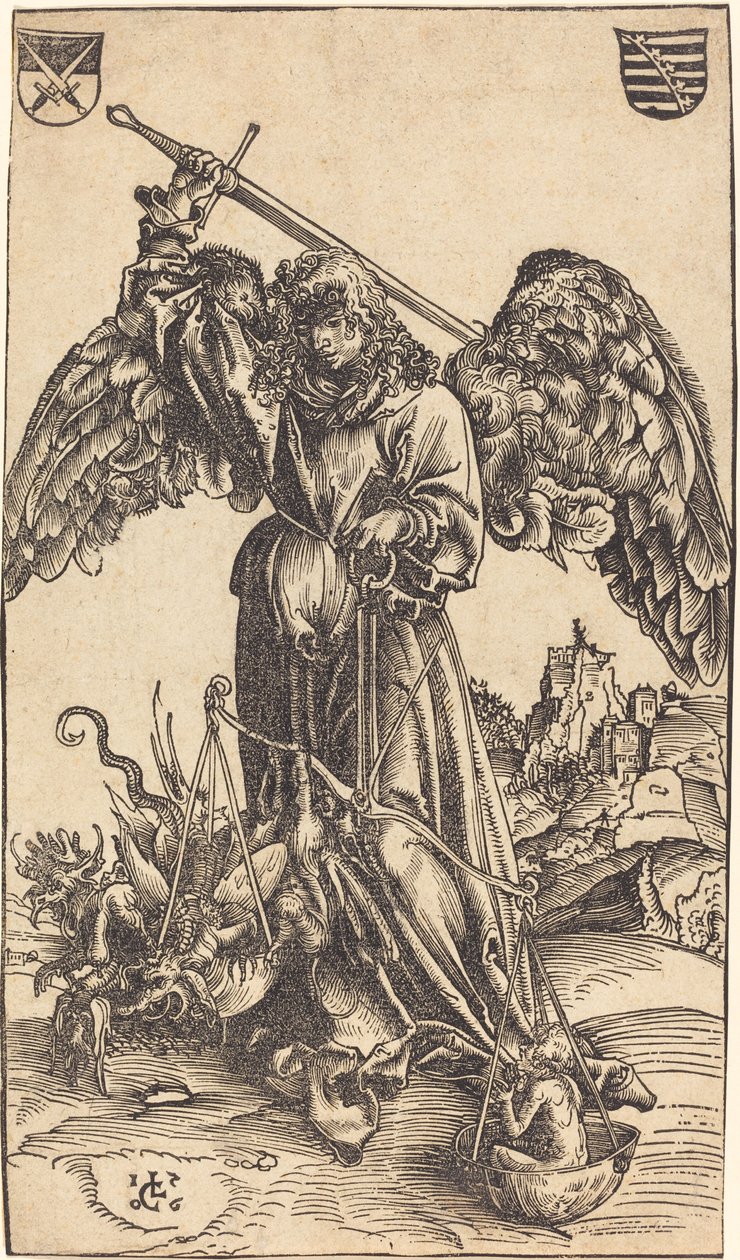 O Arcanjo Miguel Pesando uma Alma de Lucas Cranach the Elder