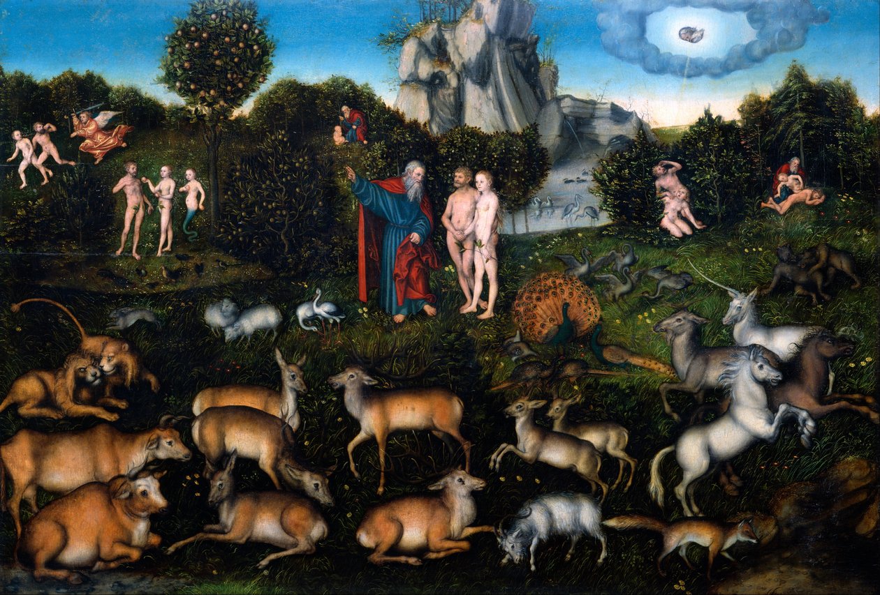 O Jardim do Éden, 1530 de Lucas Cranach the Elder