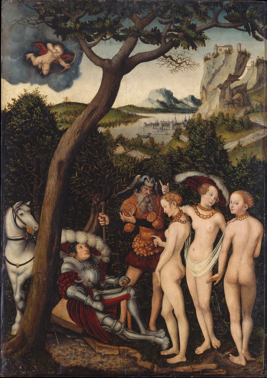 O Julgamento de Paris, ca 1528 de Lucas Cranach the Elder