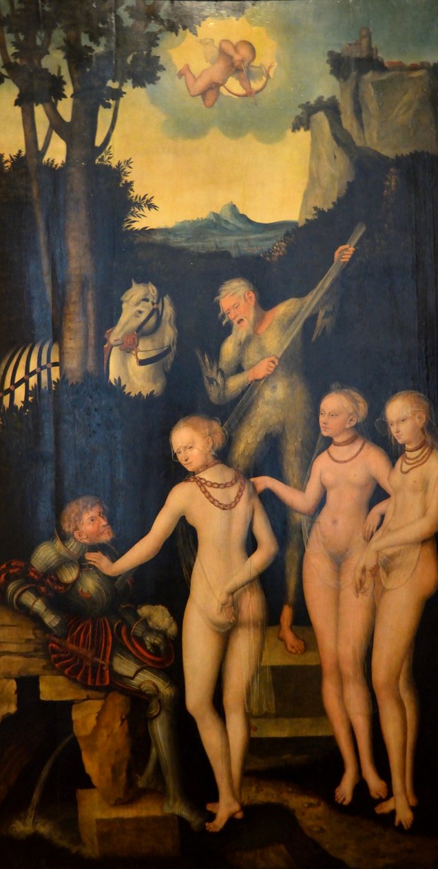 O Julgamento de Paris (painéis exemplares do Eleitor Joaquim II) de Lucas Cranach the Elder