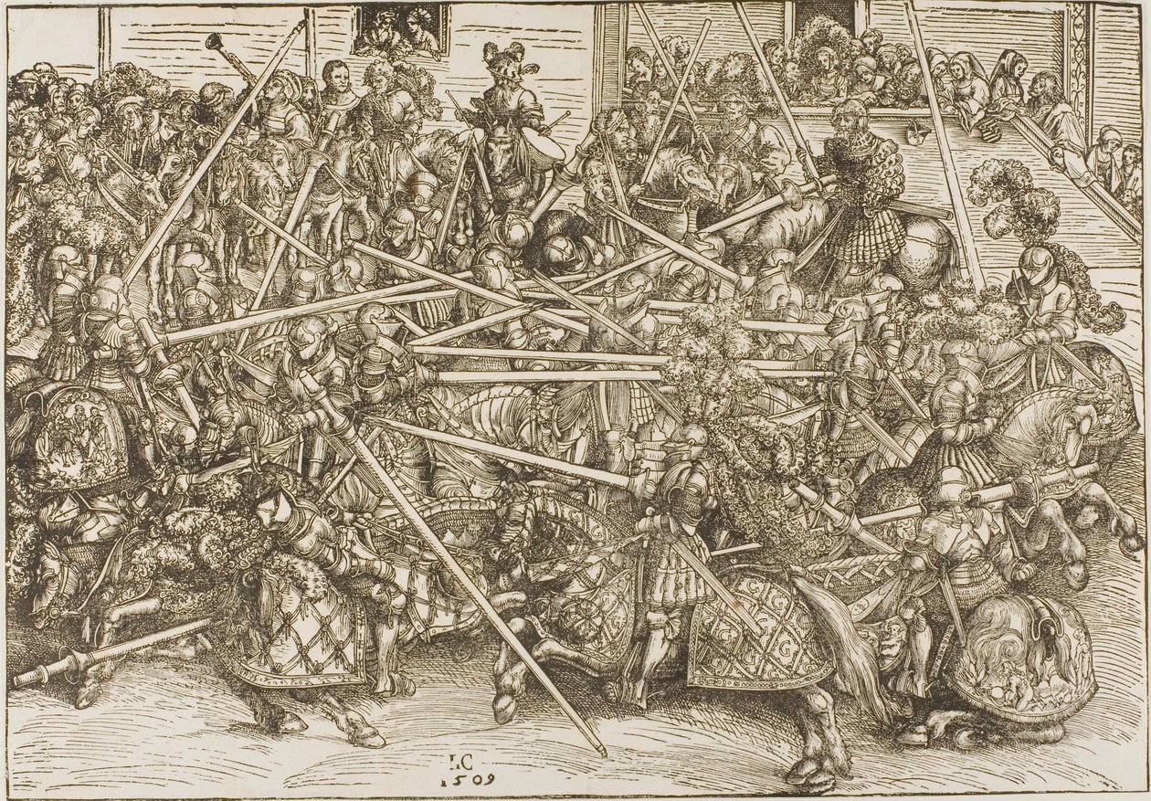 O Terceiro Torneio, com Cavaleiros Quebrando Lanças de Lucas Cranach the Elder