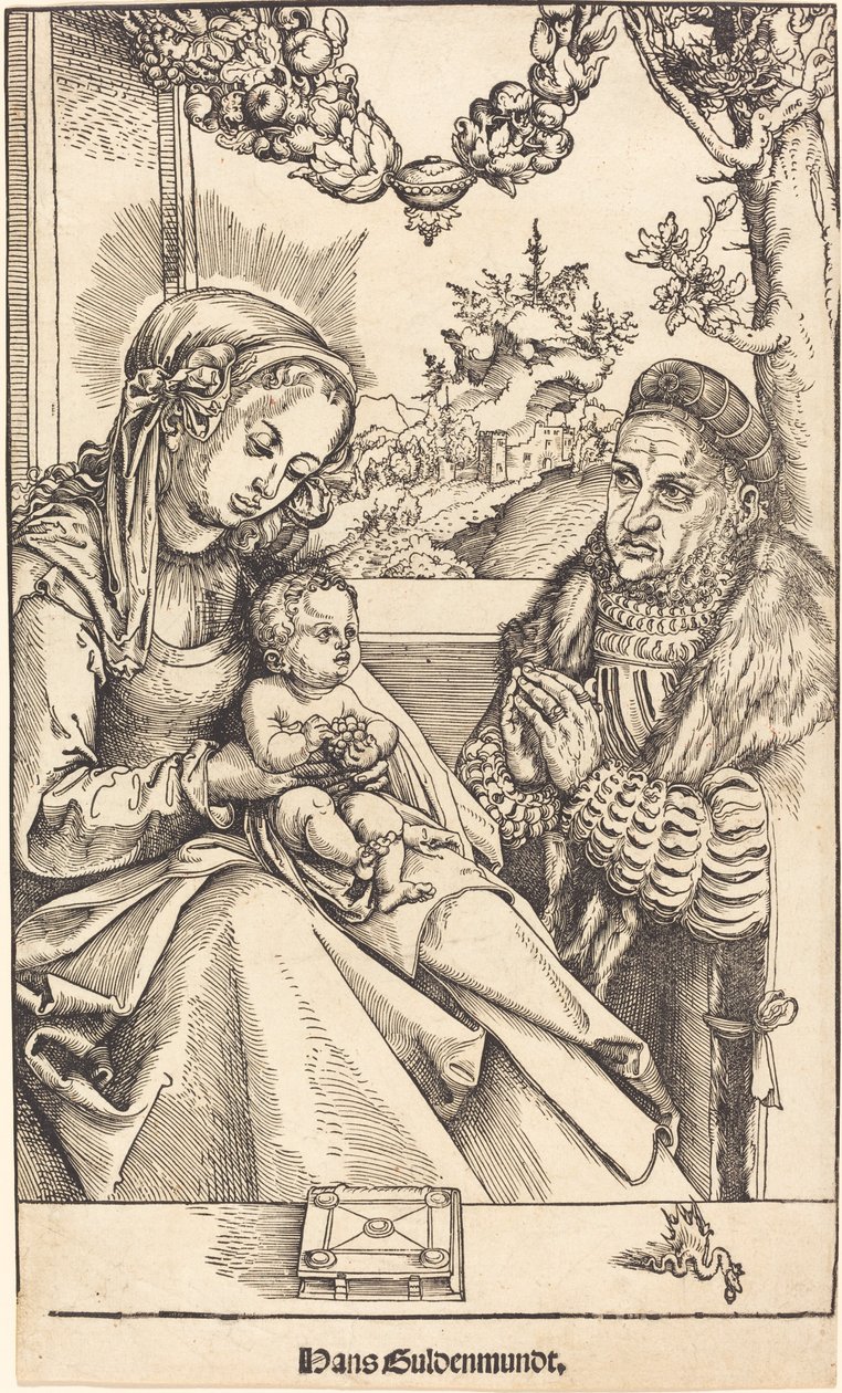 A Virgem e o Menino Adorados por Frederico, o Sábio da Saxônia de Lucas Cranach the Elder