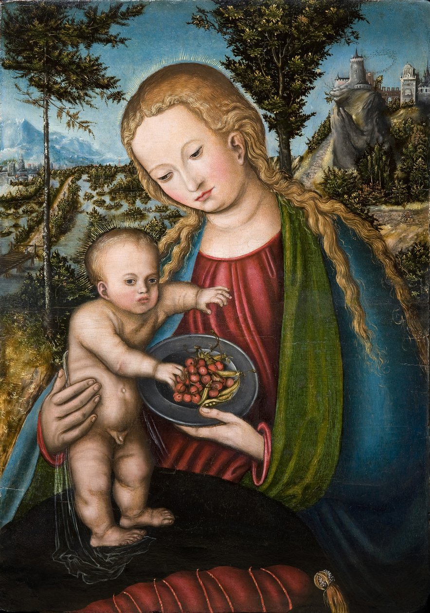 Virgem com cerejas, ca 1506 de Lucas Cranach the Elder
