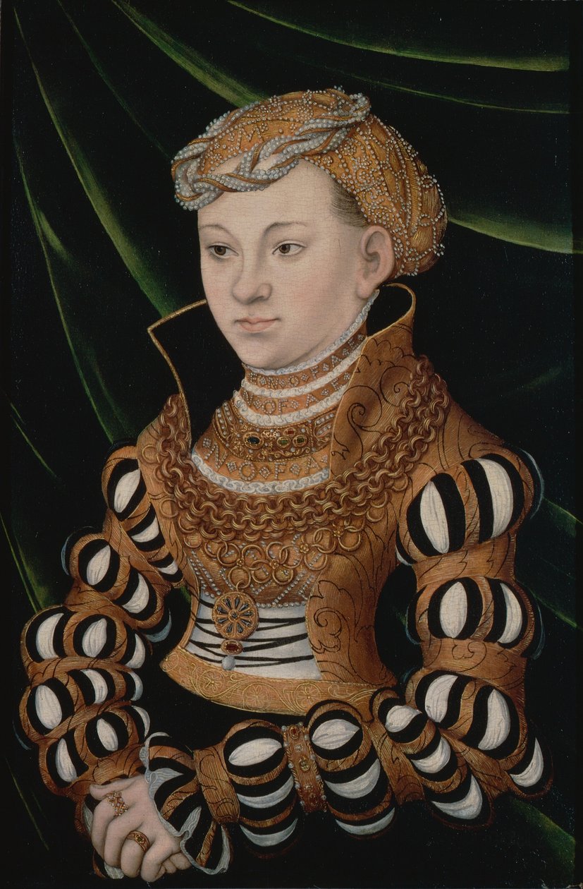 Retrato da Princesa Margarida da Saxónia de Lucas Cranach the Elder and workshop