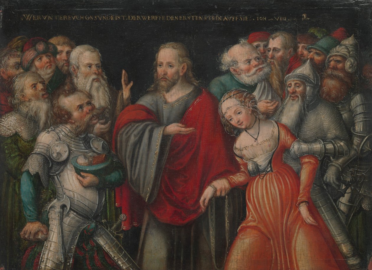 Cristo e a Adúltera, ca. 1545-50. de Lucas Cranach the Younger