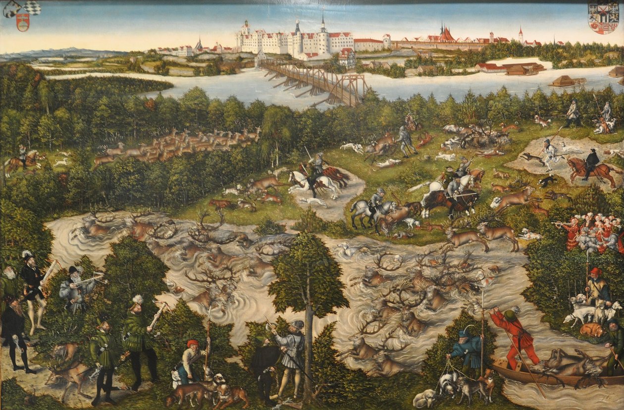 Alemão: Caça ao Veado do Eleitor Johann Friedrich Caça ao Veado de João Frederico I, Eleitor da Saxónia de Lucas Cranach the Younger