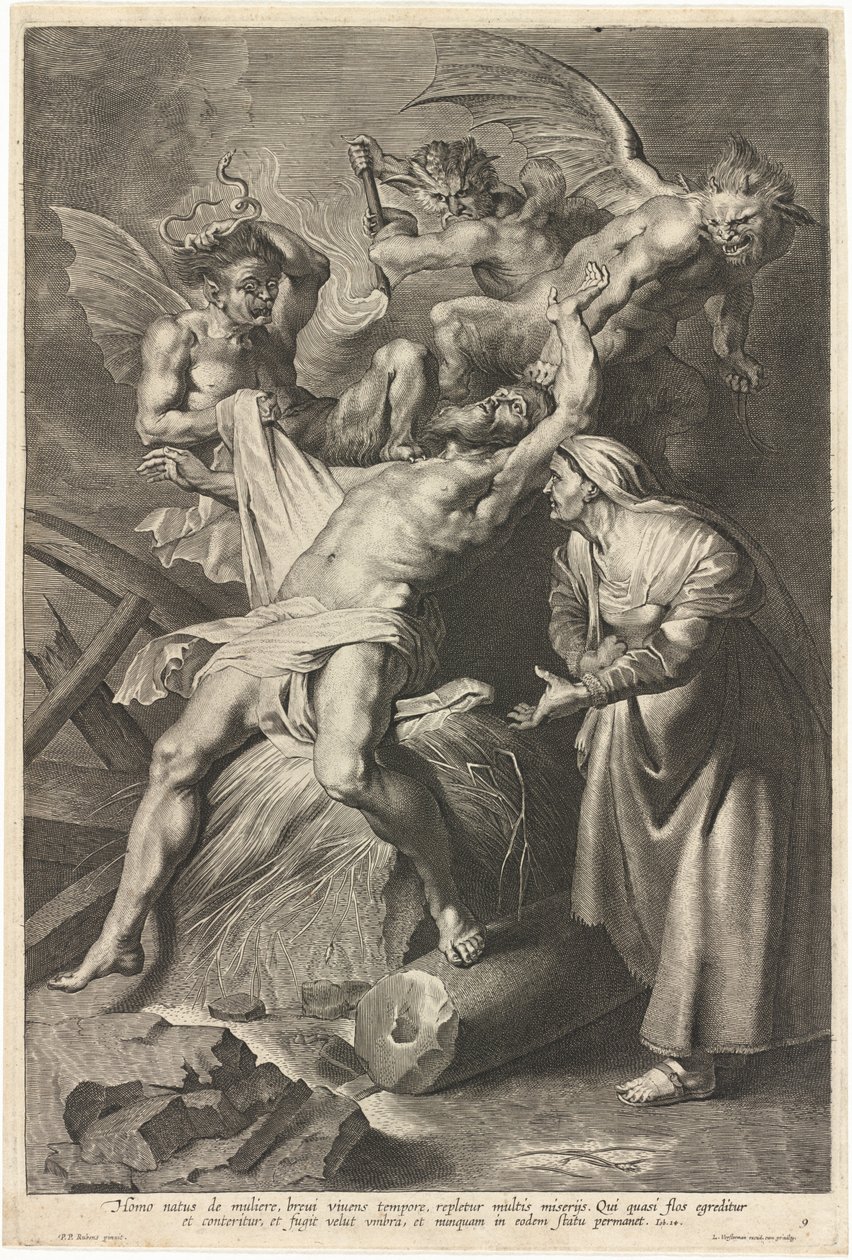 Job atormentado por demônios e abusado por sua esposa de Lucas Emil Vorsterman after Sir Peter Paul Rubens