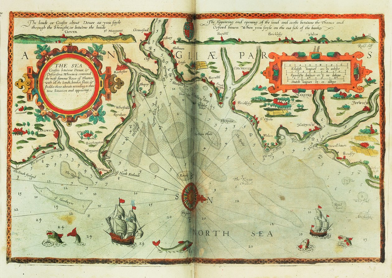 As costas marítimas entre Dover e Orfordness: onde está contido o mais famoso rio Tamisa, com todas as areias, margens, planícies e terras em redor, de acordo com a sua verdadeira situação e aparência de Lucas Janszoon Waghenaer