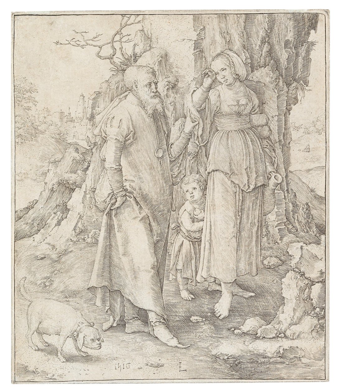 O repúdio de Hagar, 1516. de Lucas Leyden van