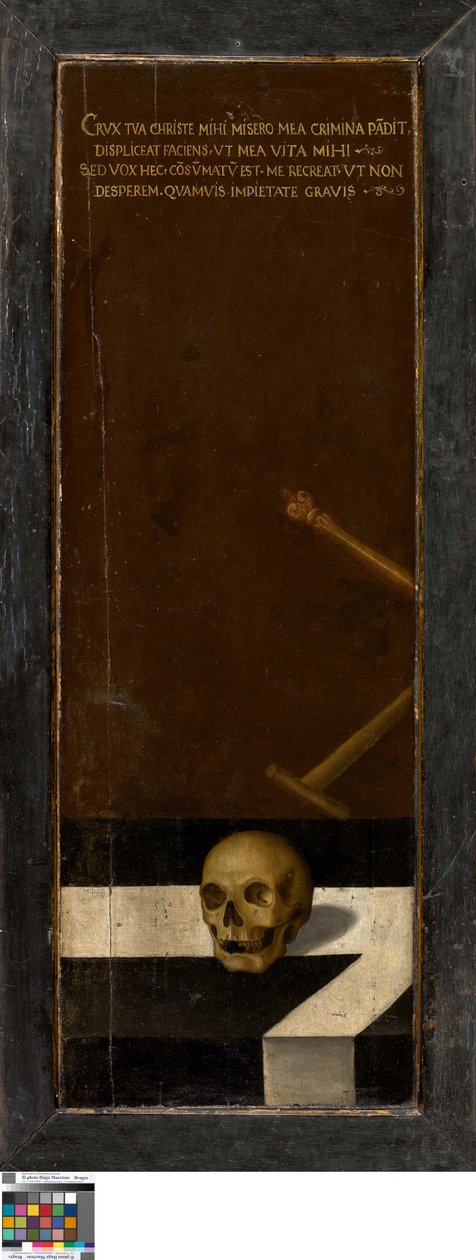 João Batista (ala esquerda), Doador (ala direita), Natureza morta Vanitas (fechado) de Lucas de Heere