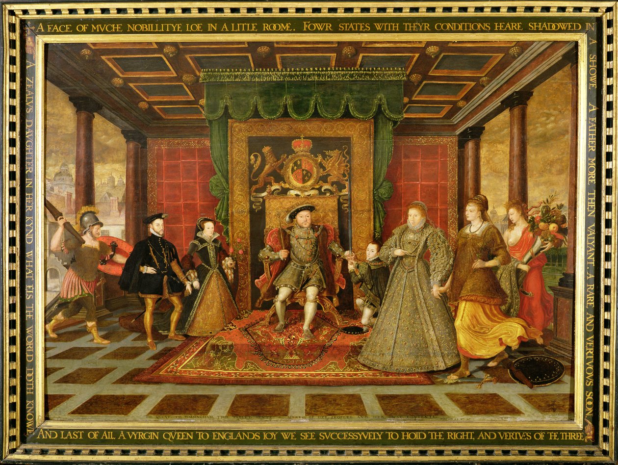 A Família de Henrique VIII: Uma Alegoria da Sucessão Tudor, c.1572 (óleo sobre painel) de Lucas de Heere