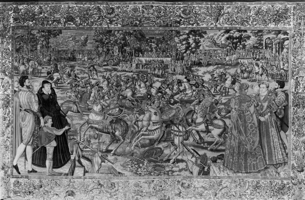 O Torneio, Workshop de Bruxelas, c.1582-85 (tapeçaria), ver 173760 para detalhes) de Lucas de Heere