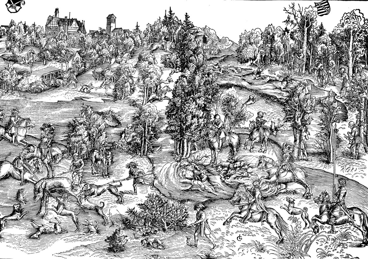 Caça ao veado no campo de Lucas the Elder (after) Cranach