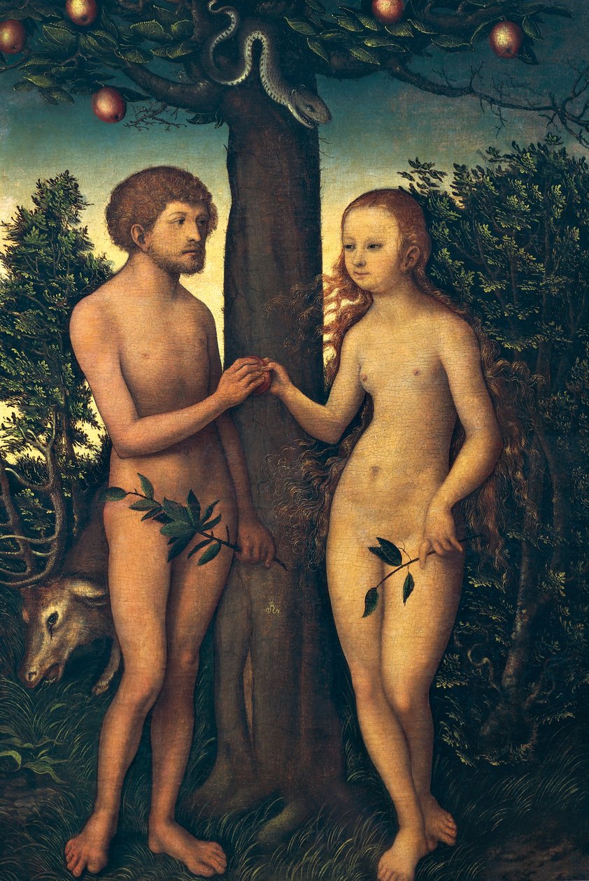 Adão e Eva, de Lucas Cranach Elder (1472-1553) de Lucas the Elder Cranach