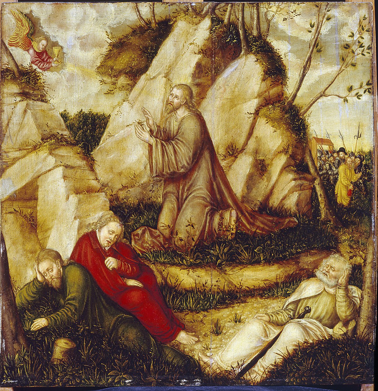 Agonia no Jardim das Oliveiras (A Agonia no Jardim). Pintura de Lucas Cranach, o Velho (1472-1553), óleo sobre madeira. arte alemã de Lucas the Elder Cranach