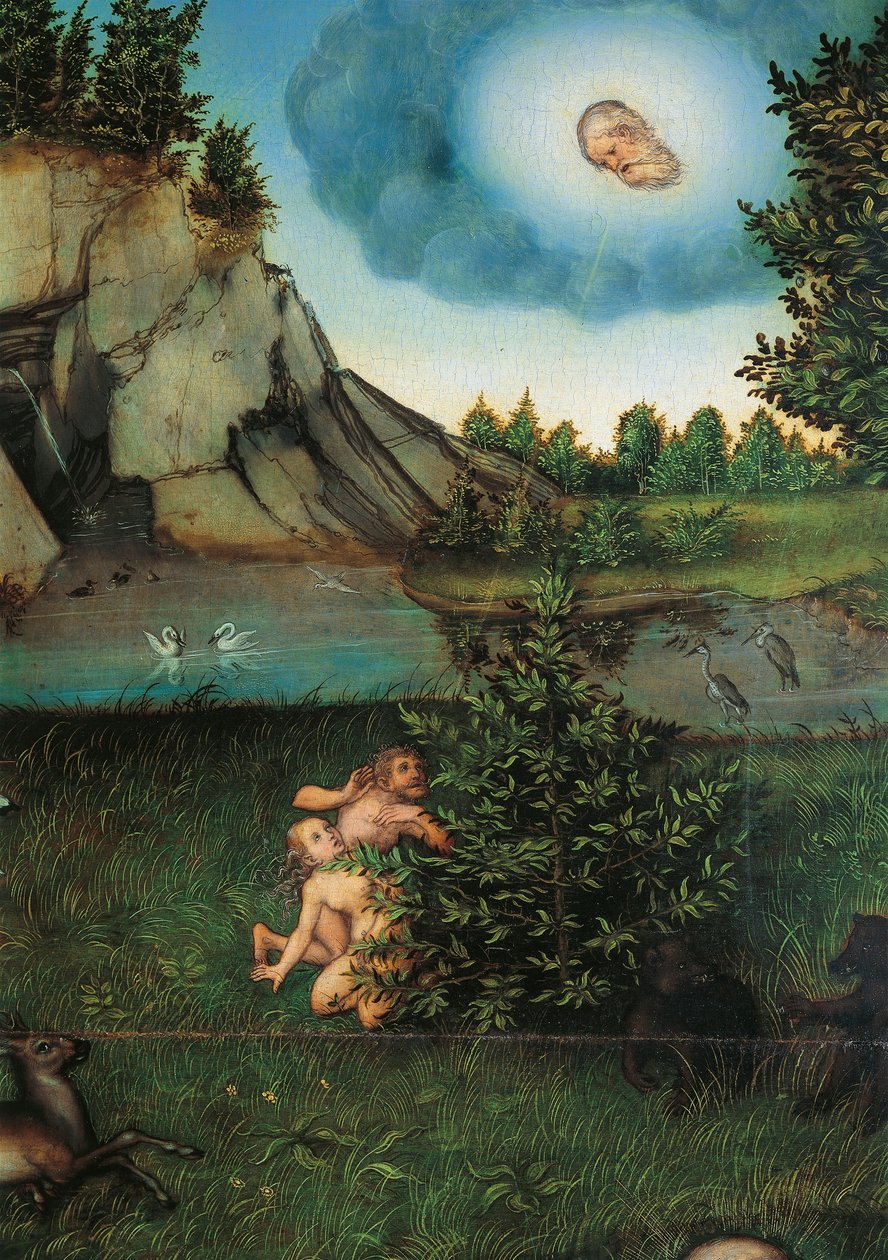 Detalhe do Paraíso, c.1530 (óleo sobre painel) de Lucas the Elder Cranach
