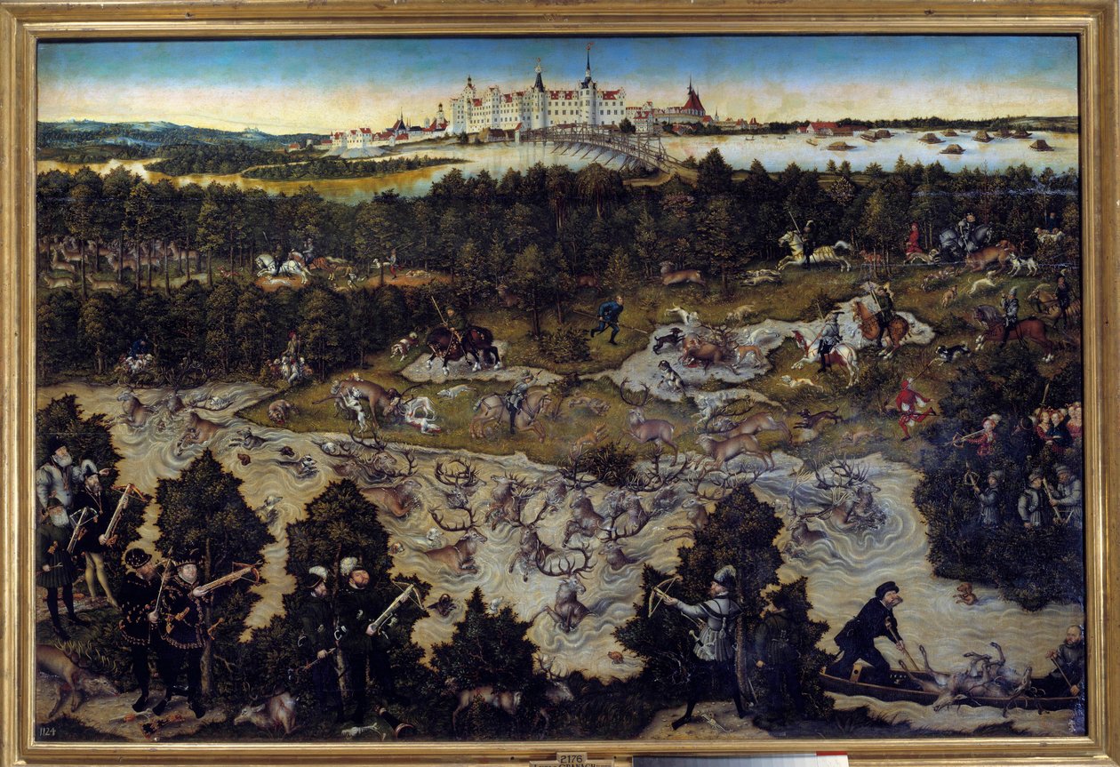 Caça em honra de Carlos V no Castelo de Torgau na Alemanha Pintura de Lucas Cranach, o Ancião (1472-1553) 1544. Madrid. Musee Du Prado - Caça em honra de Carlos V no Castelo de Torgau, na Alemanha. Pintura de Lucas Cranach, o Ancião (1472-1553) 1544. P de Lucas the Elder Cranach