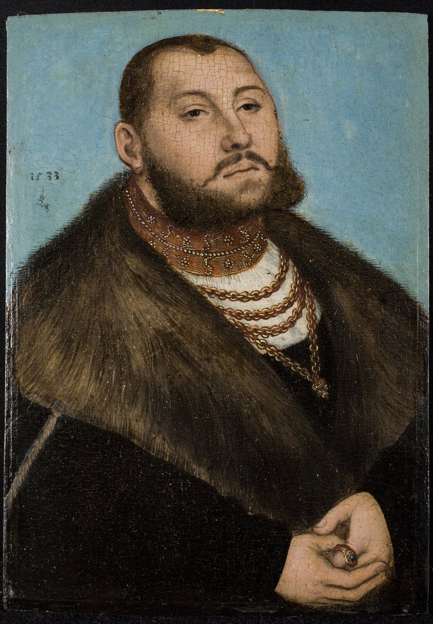 Jean-Frederic (Jean Frederic) Ier de Saxe dit le Magnanime- John Frederick I, Elector of Saxony (1503-1554) - Cranach, Lucas, the Elder (1472-1553) - 1533 - Óleo sobre madeira - 20x14 - Museo del Prado, Madrid de Lucas the Elder Cranach