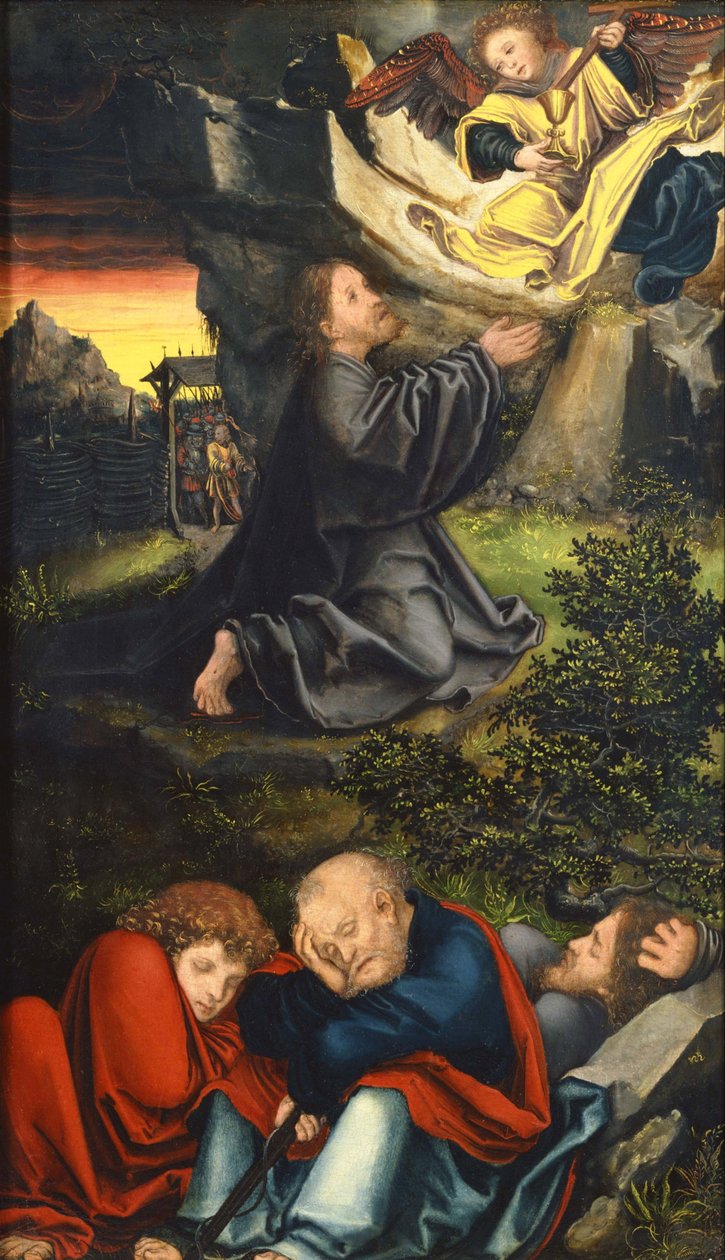 "" Oração no Jardim das Oliveiras "" Pintura de Lucas Cranach, o Velho (1472-1553) por volta de 1518 Museu Nacional de Arte Ocidental, Tóquio Japão de Lucas the Elder Cranach