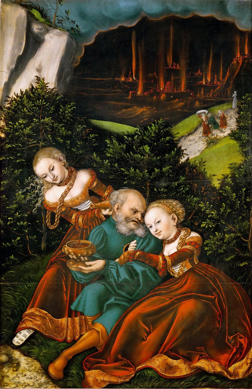 Loth et ses filles - Lot and his Daughters - Lucas Cranach, o Ancião (1472-1553). Óleo sobre madeira de Lucas the Elder Cranach