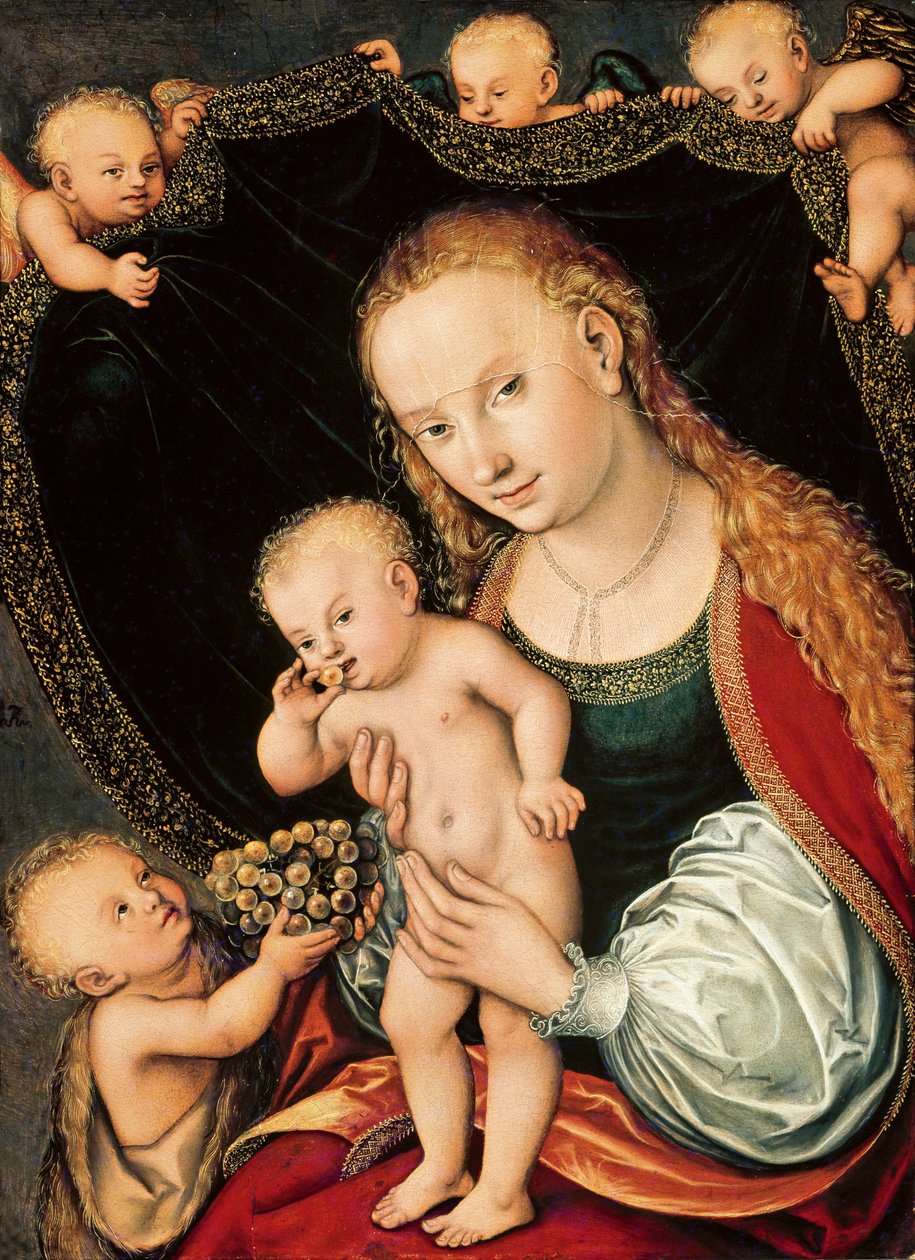 Madona e Menino com o Jovem São João Batista, depois de 1537 (óleo sobre painel) de Lucas the Elder Cranach