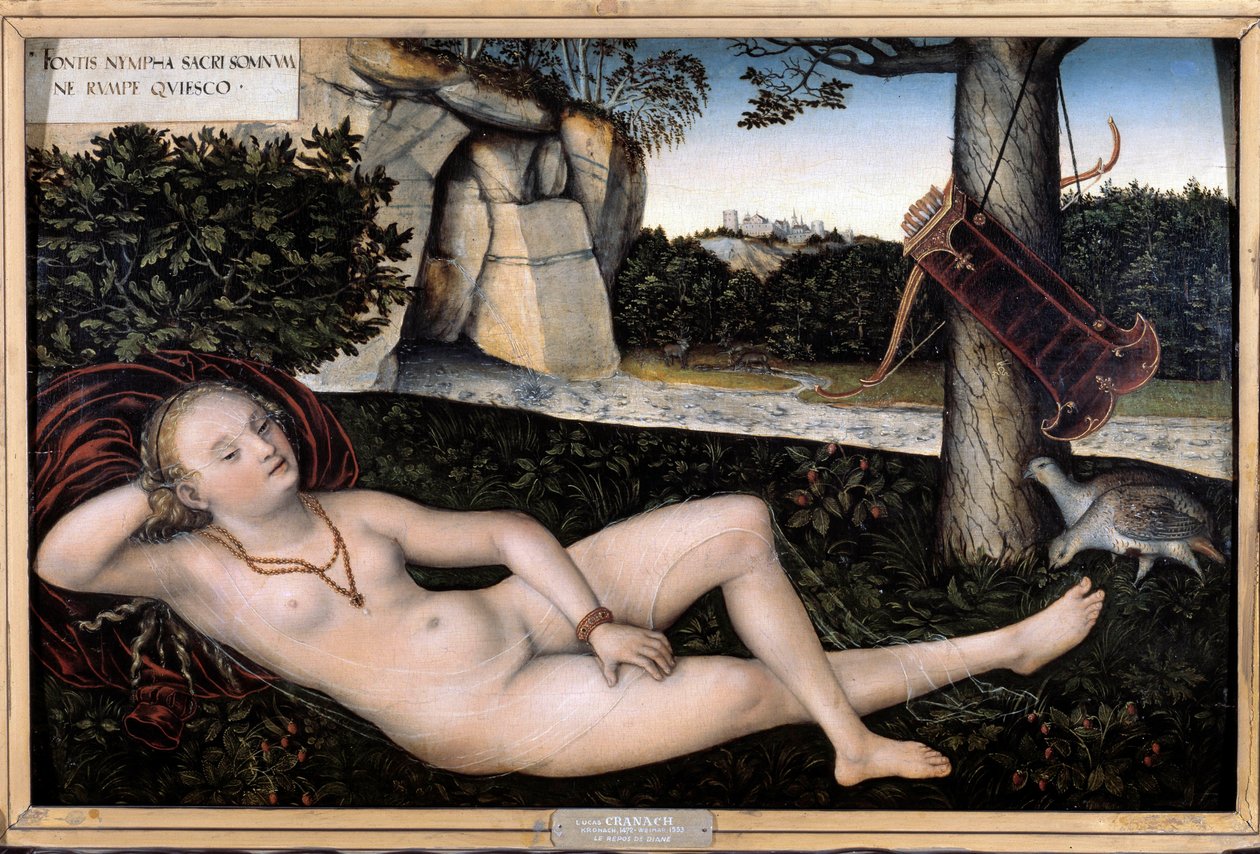 Ninfa na fonte ou "O resto de Diane" Pintura de Lucas Cranach, o Ancião (1472-1553) Por volta de 1537. Besancon, Museu de Belas Artes de Lucas the Elder Cranach