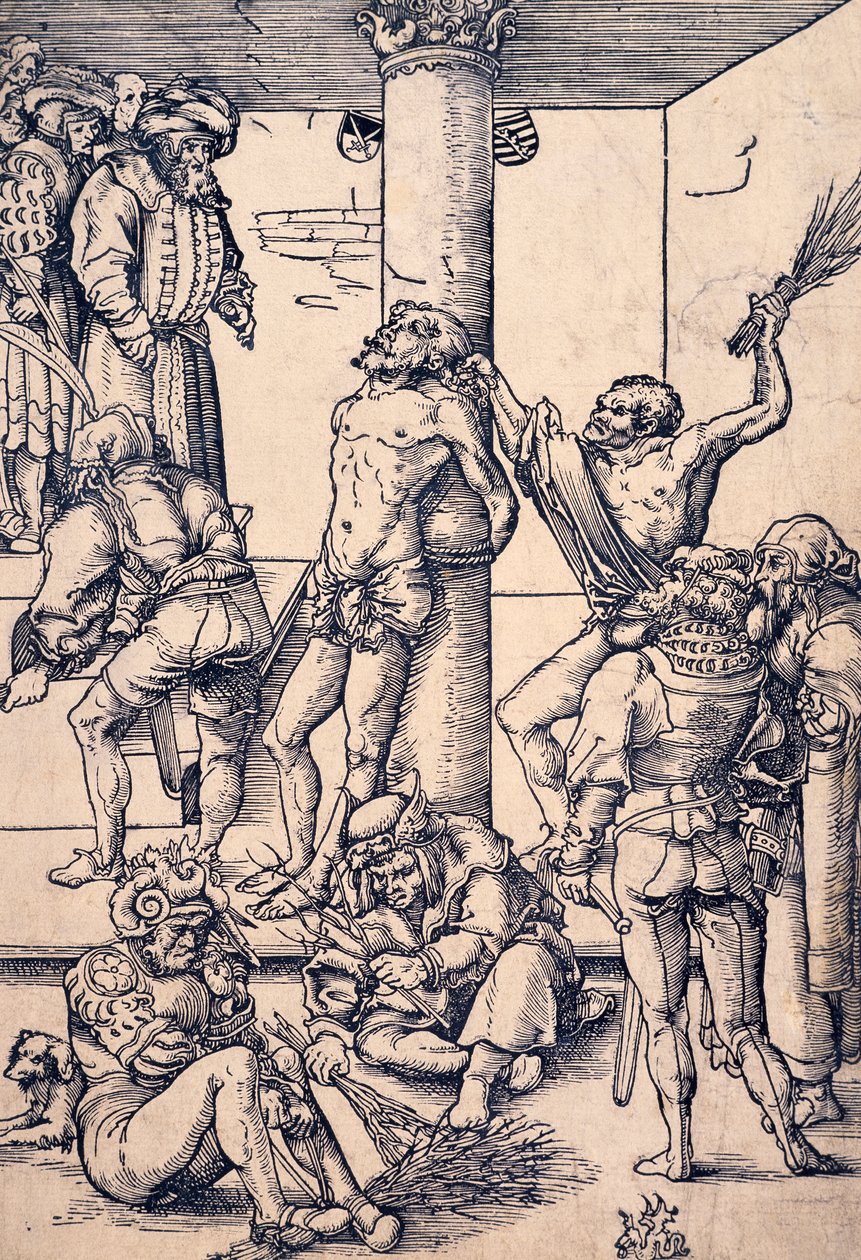 Paixão de Cristo: a flagelação, de Lucas Cranach, o Ancião (1472-1553), xilogravura de Lucas the Elder Cranach