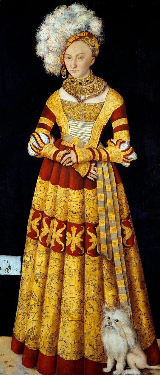 Retrato de Catherine de Mecklenburg (Mecklembourg) (1487-1561)". Peinture de Lucas Cranach l