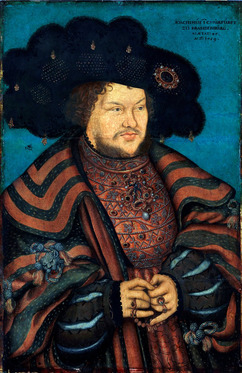 "Retrato de Joachim Ier Nestor de Brandebourg" (Retrato de Joachim I Nestor (1484-1535), Eleitor de Brandenburg) Peinture de Lucas Cranach l