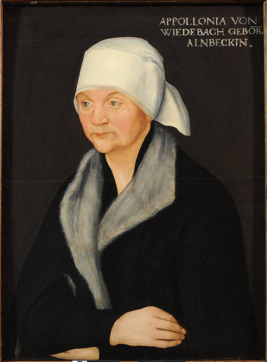 Retrato de Apollonia von Wiedebach, de Cranach, Lucas, o Ancião (1472-1553). Óleo sobre madeira, ca. 1524. Dimensões: 38,7 x 28,7 cm. Coleções de Arte do Estado de Dresden de Lucas the Elder Cranach