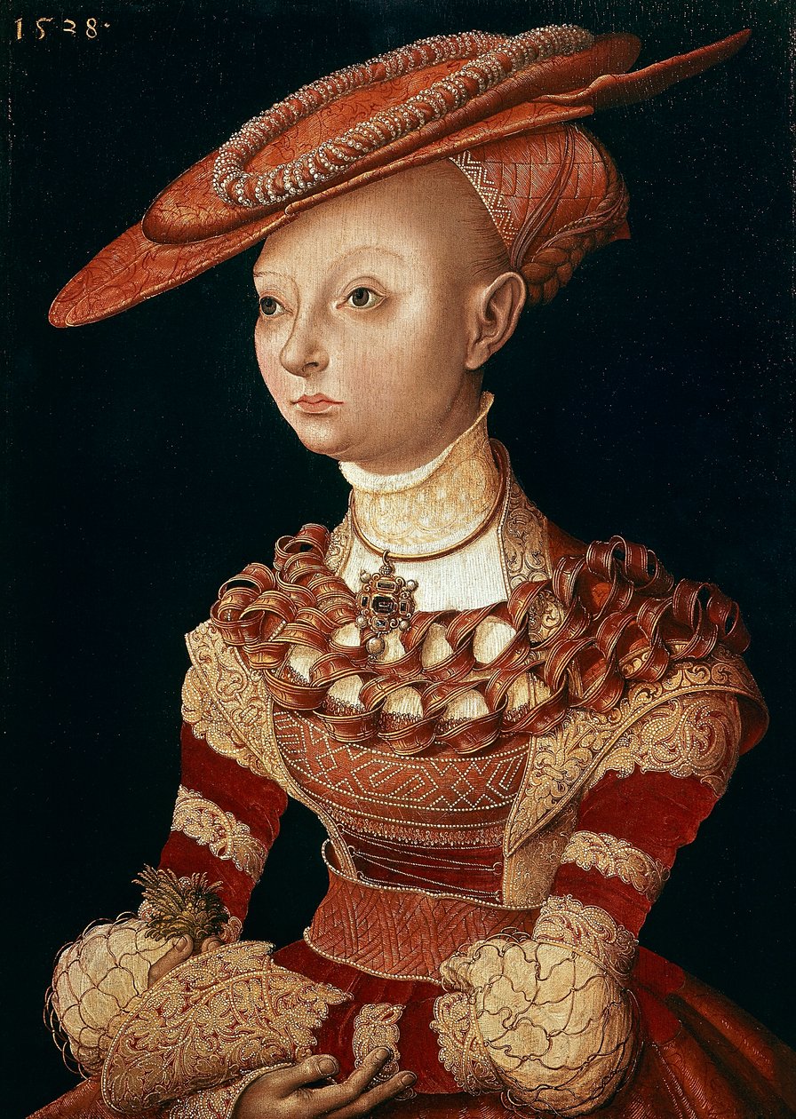 Retrato da Senhora por Lucas Cranach Elder (1472-1553) de Lucas the Elder Cranach