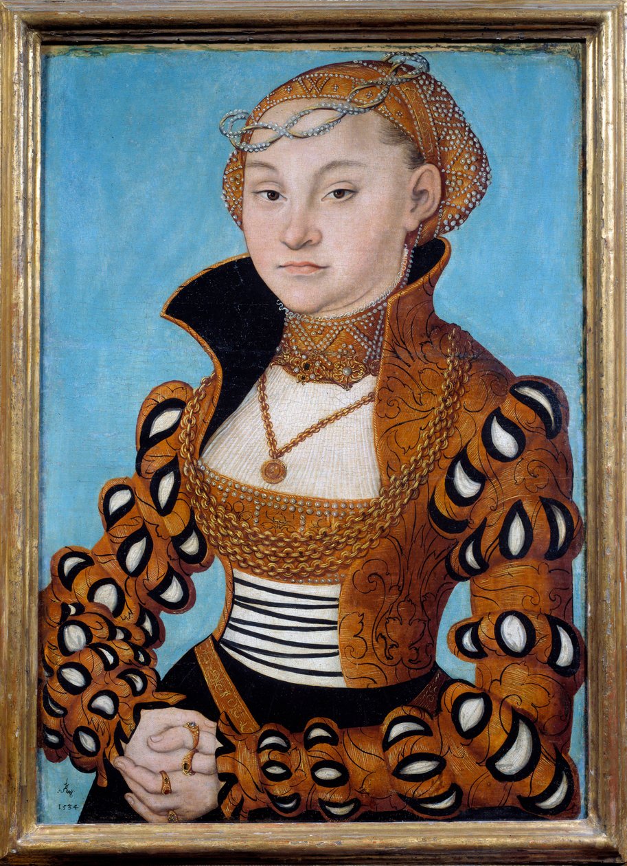 Retrato de uma nobre senhora saxã. Pintura de Lucas Cranach (1472-1553) de Lucas the Elder Cranach