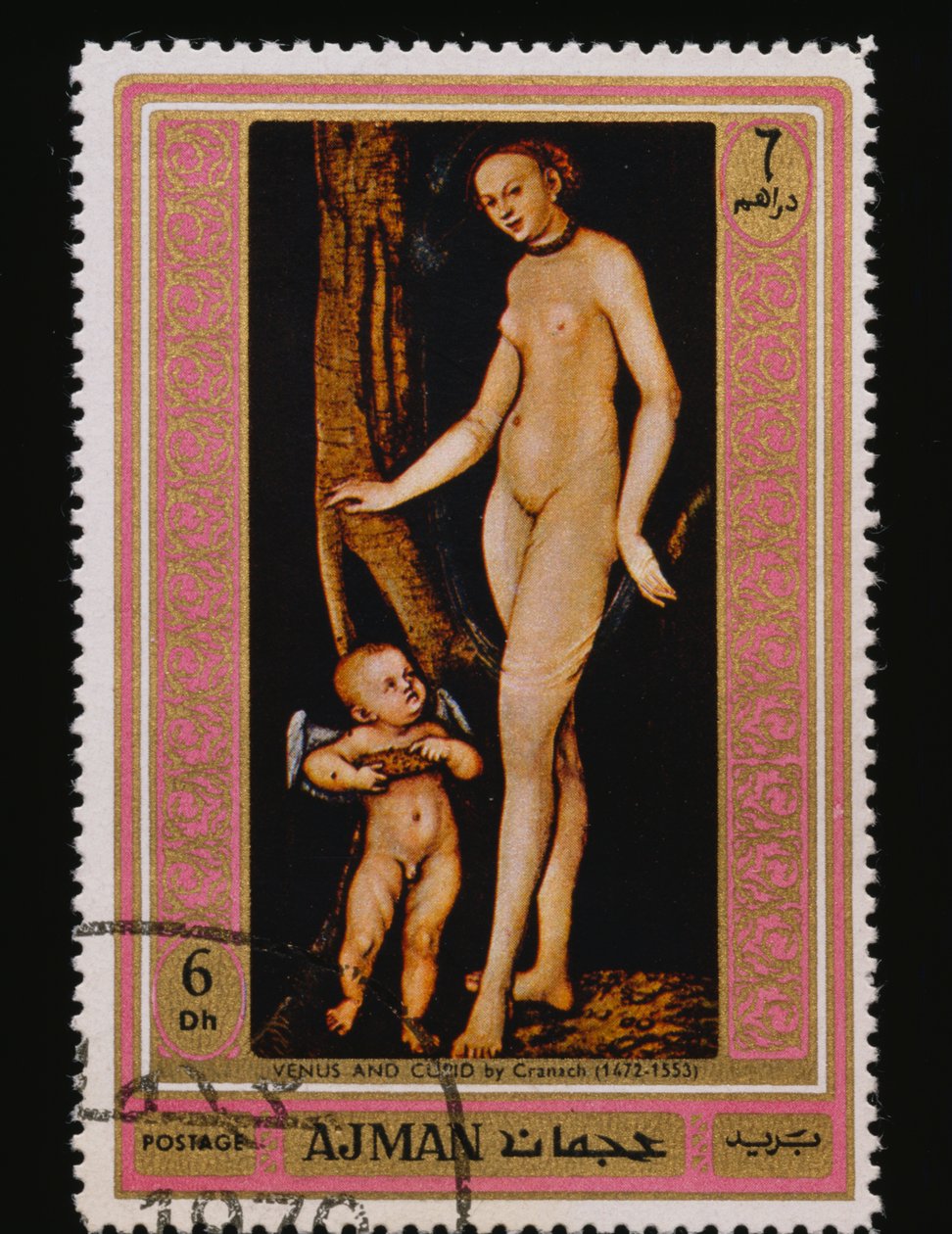 Selo de correio Pinturas famosas (Nudes) série de Lucas the Elder Cranach