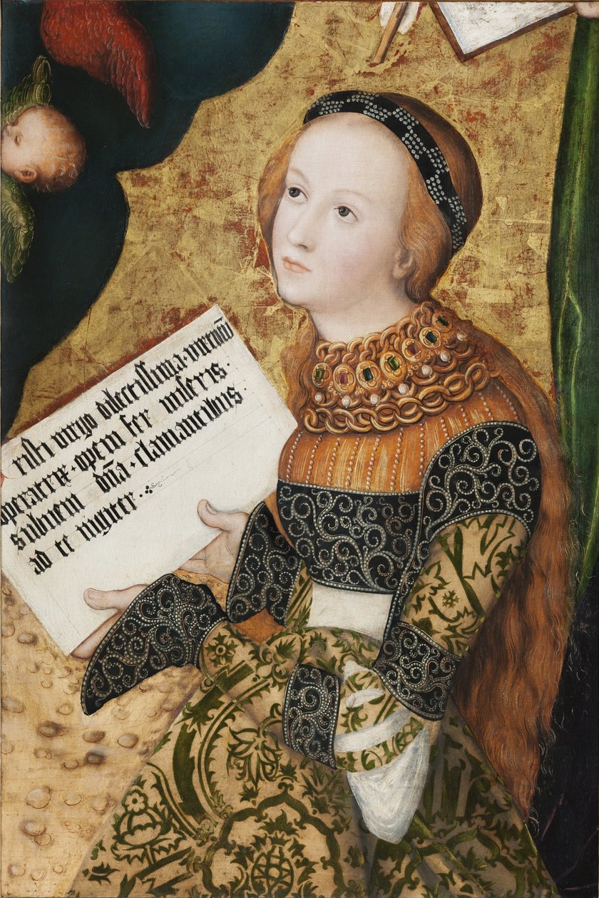 Sainte Christine - Santa Christina - Lucas Cranach, o Ancião (1472-1553). Óleo sobre madeira, c. 1520. Galeria Nacional, Praga de Lucas the Elder Cranach