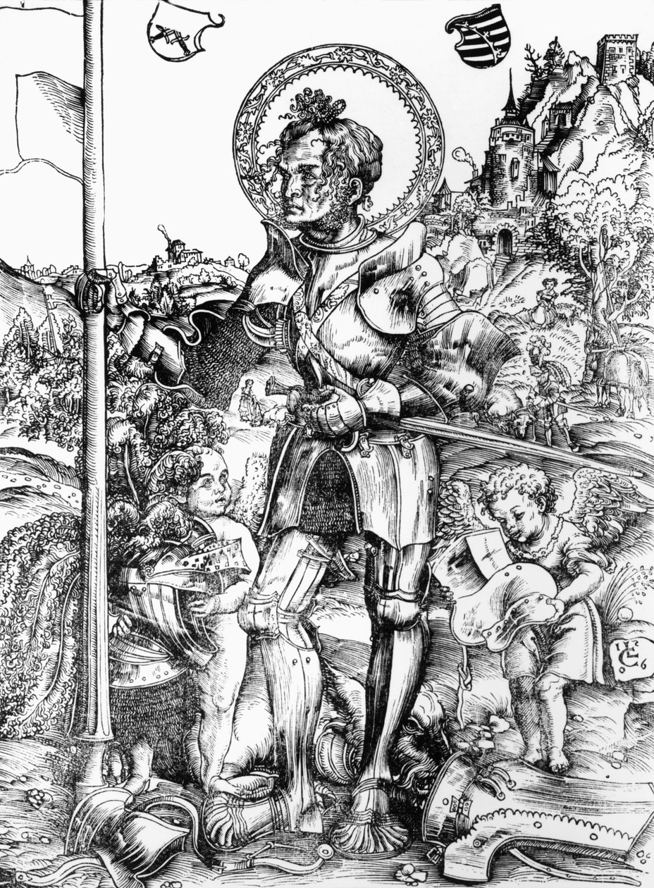 São Jorge (xilogravura) (foto a p-b) de Lucas the Elder Cranach