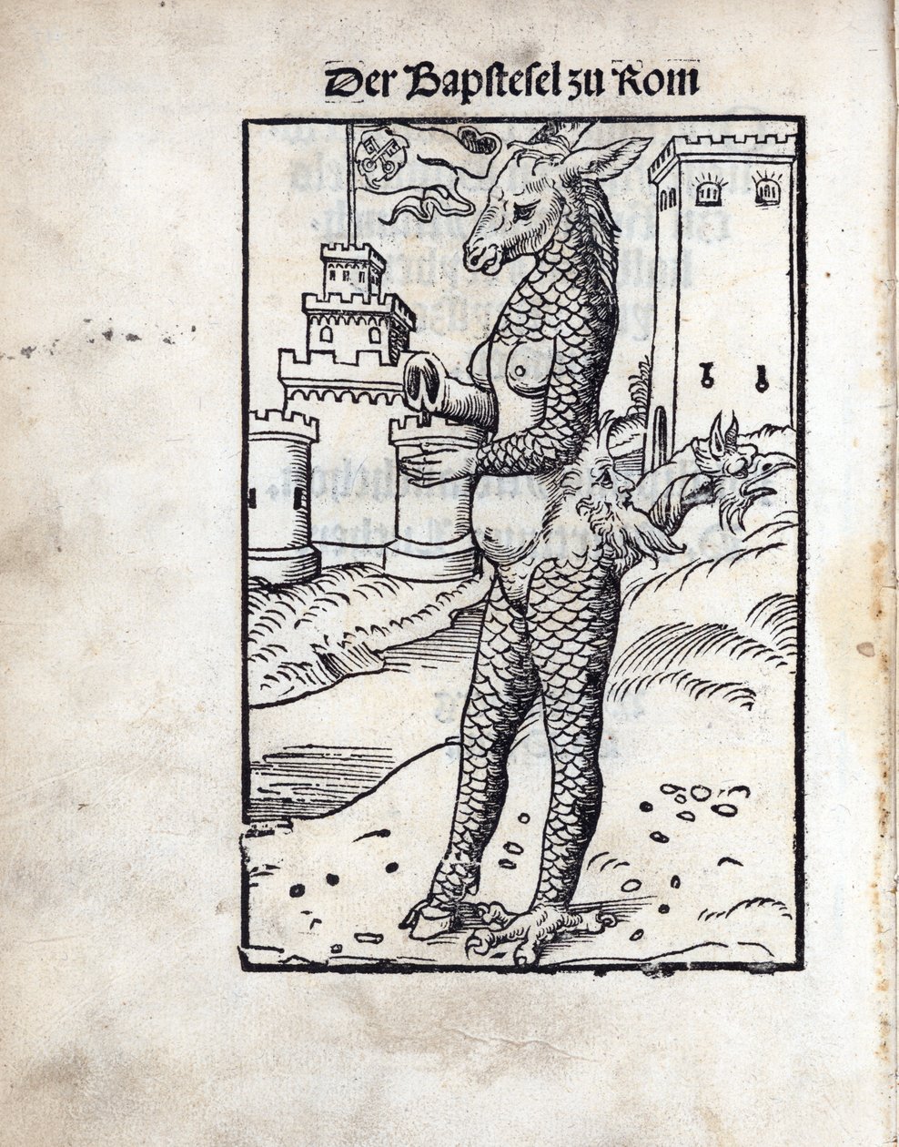 The Bapstesel zu Rom (The Papal Asse ou O Papa Asse de Roma), por Cranach, Lucas, o Ancião (1472-1553). Lenhador de Lucas the Elder Cranach