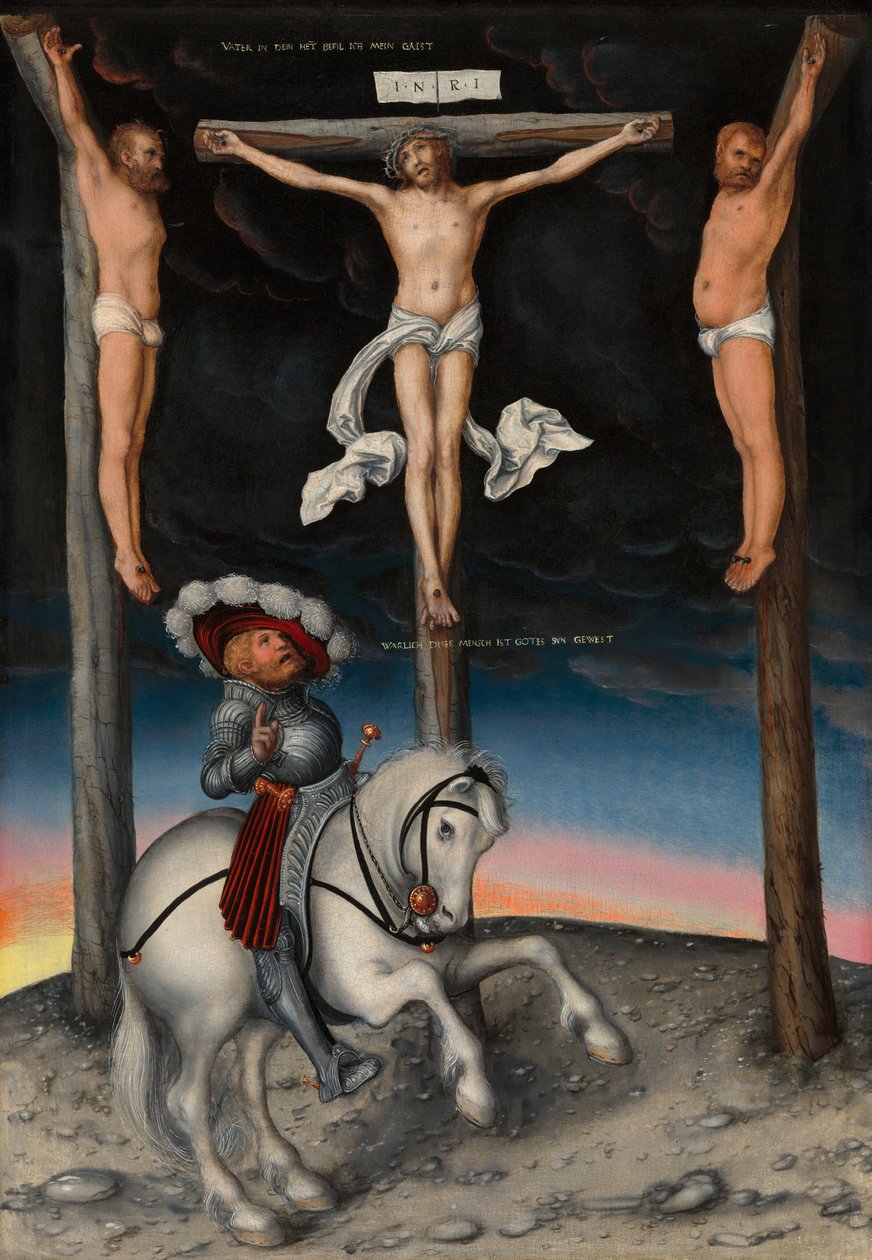 A Crucificação com o Centurião Convertido de Lucas the Elder Cranach