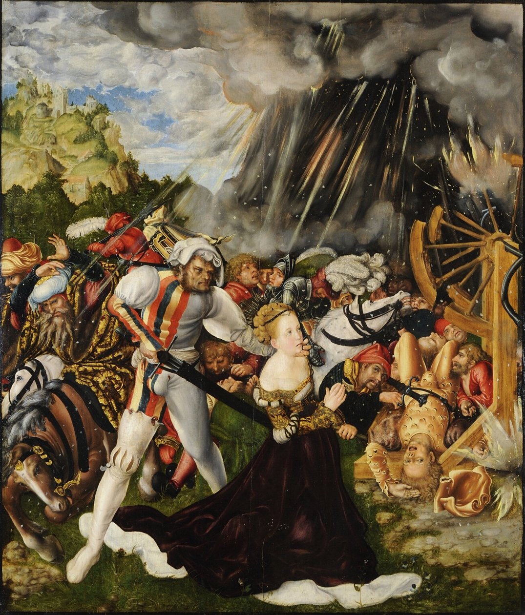 O Martírio de Santa Catarina - Peinture deLucas Cranach the Elder (1472-1553) - ca 1504-1509 - Óleo sobre madeira - 112x95 - Raday Muzeum Budapest de Lucas the Elder Cranach