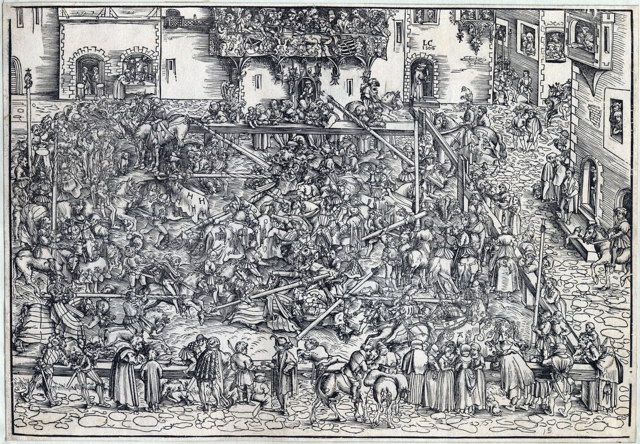 Tournoi - Torneio - Cranach, Lucas, o Ancião (1472-1553) - 1509 - Corte de Lenha - 26,4x38 - Coleção Particular de Lucas the Elder Cranach