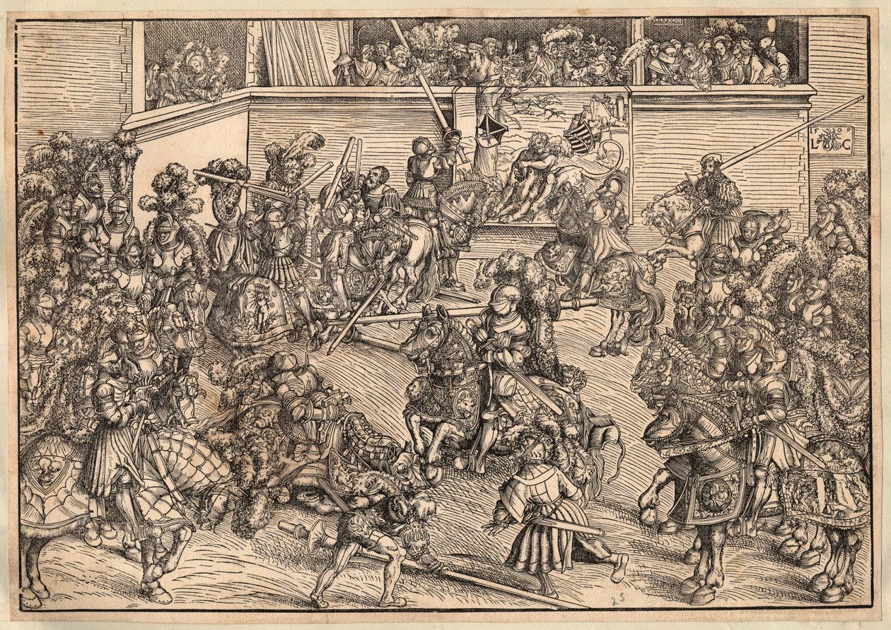 Torneio - Torneio - Cranach, Lucas, o Ancião (1472-1553) - 1509 - Corte de madeira - 29,8x42,7 - Coleção Particular de Lucas the Elder Cranach