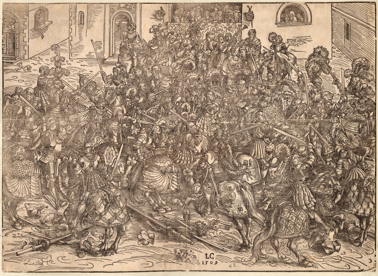 Tournoi - Torneio - Cranach, Lucas, o Ancião (1472-1553) - 1509 - Corte de madeira - 29,9x41,5 - Coleção Particular de Lucas the Elder Cranach