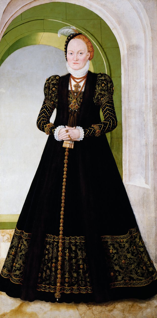 Ana da Dinamarca, esposa do Príncipe Eleitor Augusto da Saxónia de Lucas the Younger Cranach