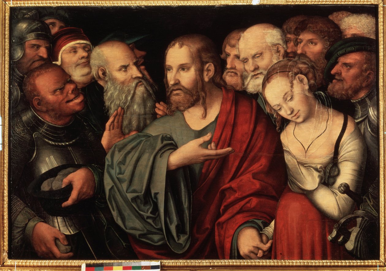 Cristo e a Mulher Tomada em Adultério, depois de 1532 (óleo sobre madeira) de Lucas the Younger Cranach