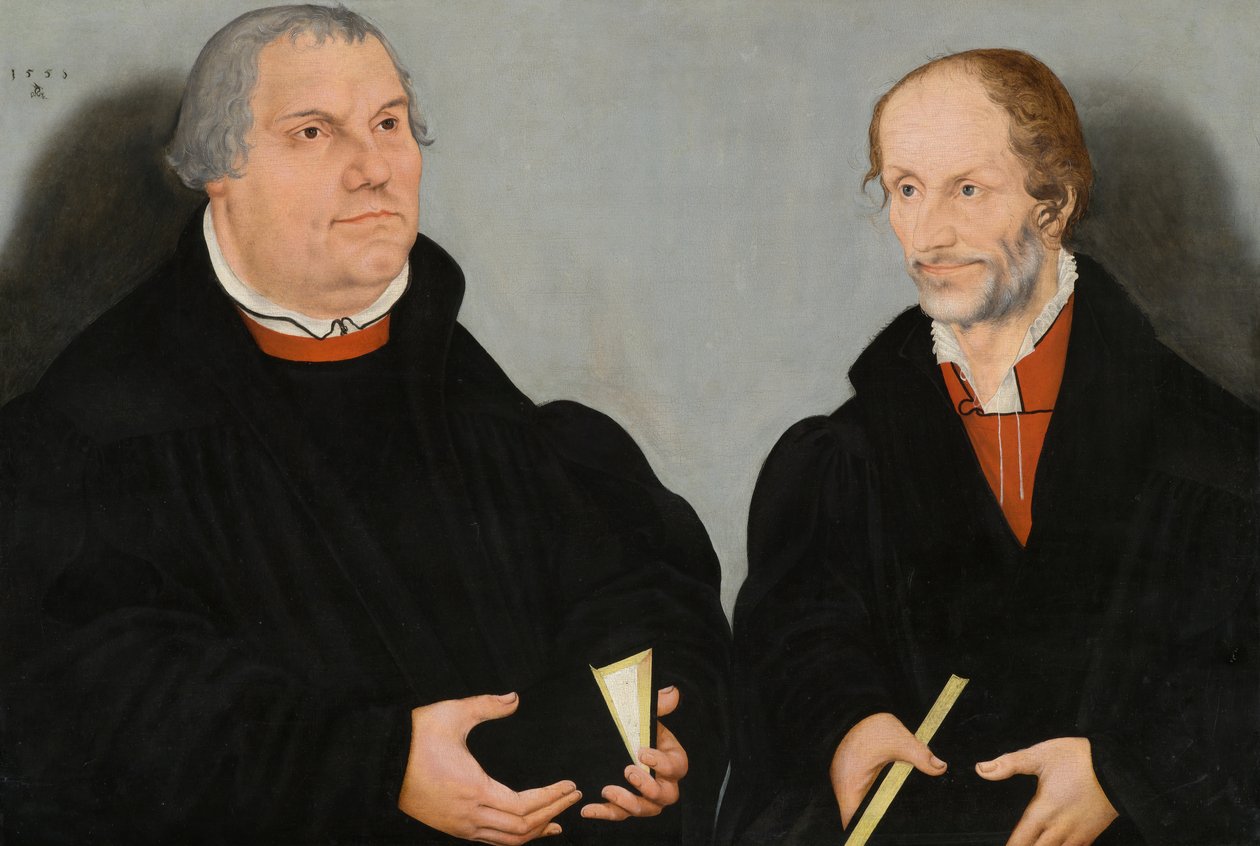 Martinho Lutero (1483-1546) e Filipe Melanchthon (1497-1560) de Lucas the Younger Cranach