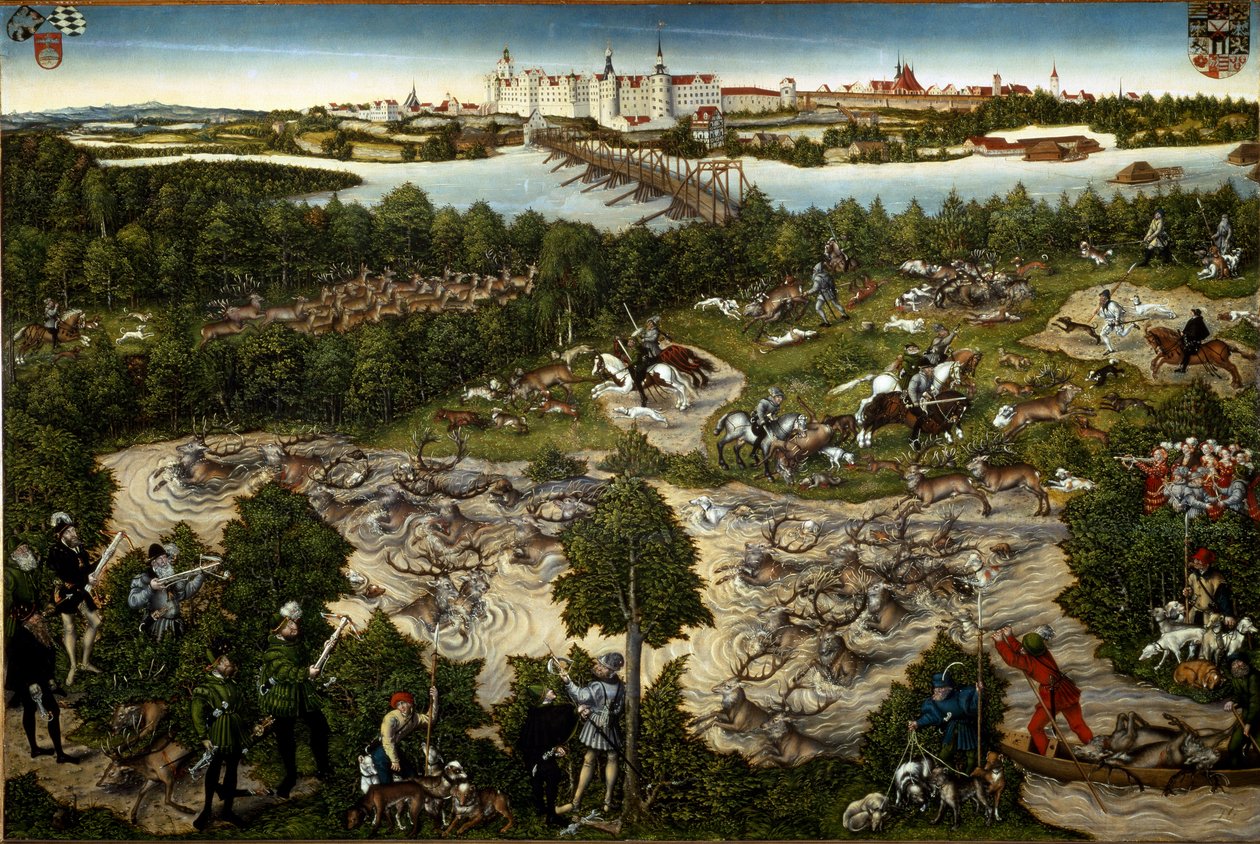 Caça ao veado do eleitora John Frederick de Lucas the Younger Cranach