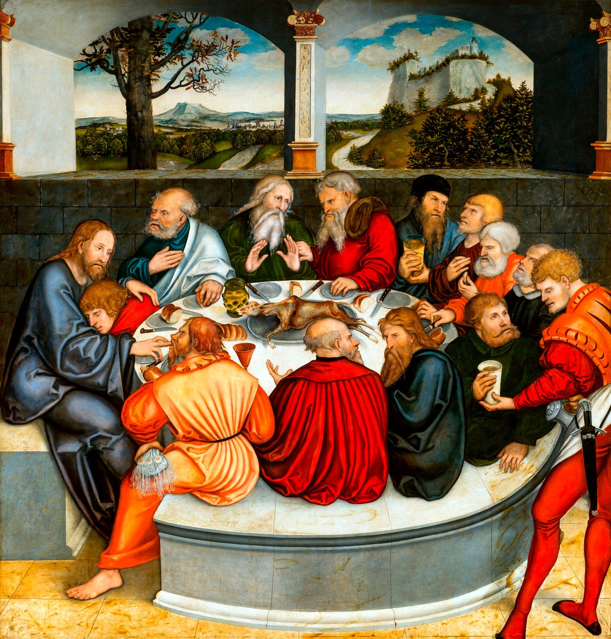 A Última Ceia (com Lutero entre os Apóstolos). O retábulo da reforma por Cranach, Lucas, o mais novo (1515-1586) de Lucas the Younger Cranach