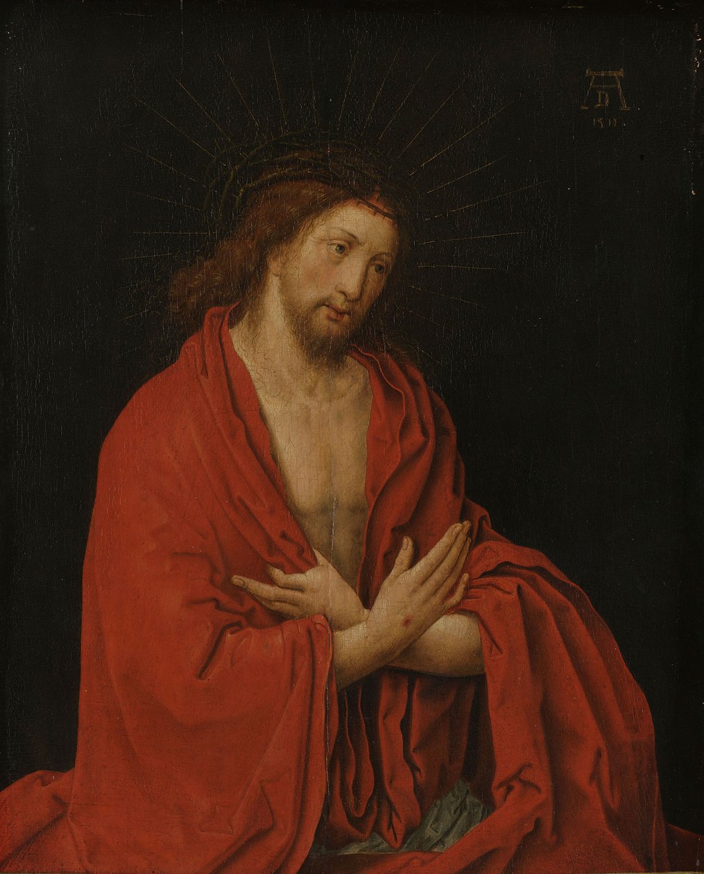 Cristo com coroa de espinhos de Lucas van (after) Leyden