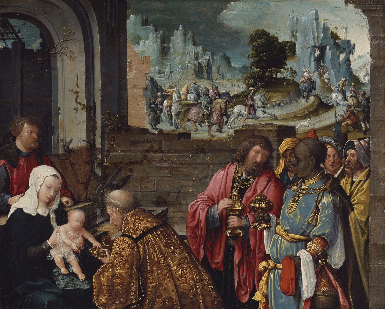 A Adoração dos Magos de Lucas van (follower of) Leyden